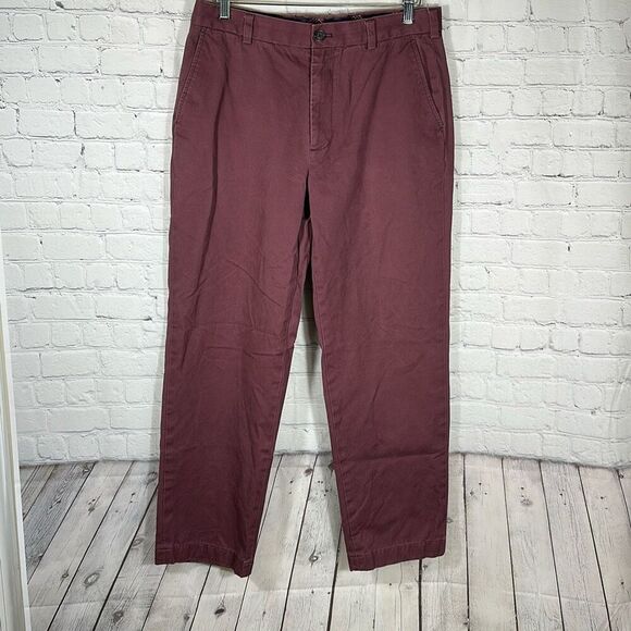 Brooks Brothers Mens Clark Burgundy Pants size W34 x L32 Khaki Chino - Picture 1 of 8